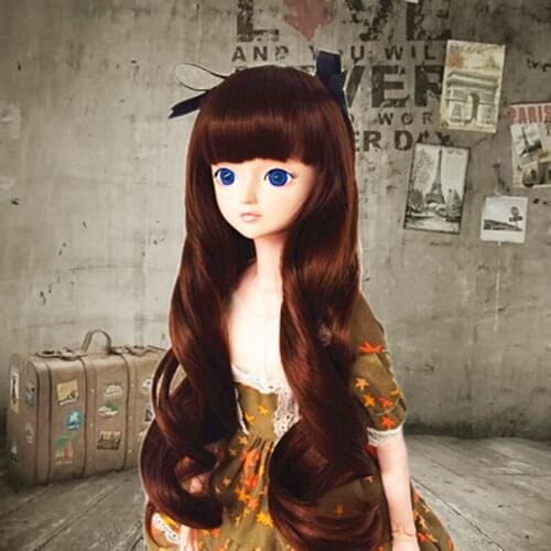 BJD SD male and female baby wig 1 / 3 1 / 4 / 1 / 6 1 / 8 cute bow with long curly hair doll wig doll accessories