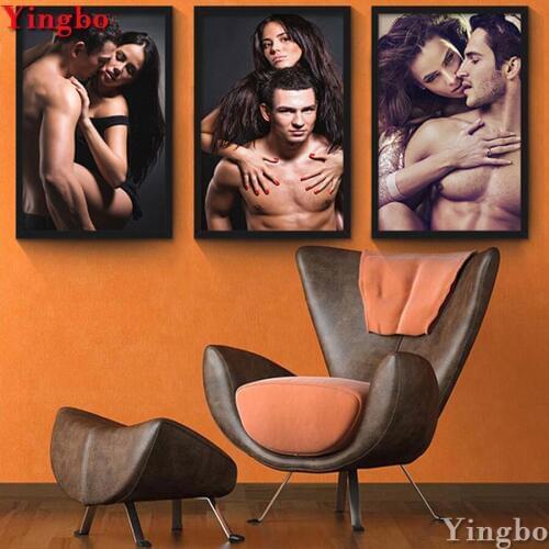 Full Square Round Diamond Painting Sweet sexy couple 5d DIY Handmade Mosaic Diamond Embroidery 3pcs 3d Picture Of Rhinestone art