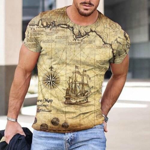Earth Pattern Casual T-shirt, Breathable And Fashionable Street Style, Hot-selling Mens Summer T-shirt In Europe And America