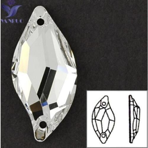 YANRUO 3254 All Sizes Clear Sew On Loose Rhinestone Diamond Leaf Sewing Glass Flatback Crystal Strass For Dress