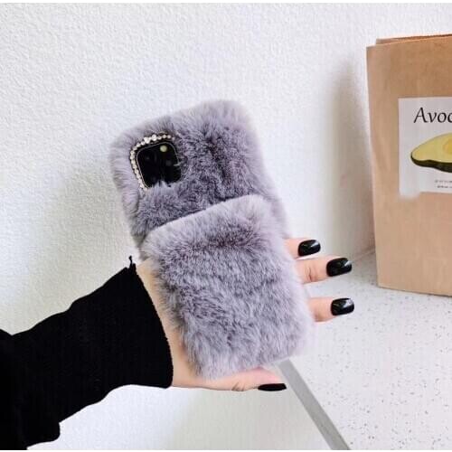 Luxury Pure Color Soft Fluffy Plush Phone Case for Samsung A71 A51 A81 A91 A11 M11 A41 A31 M10 M20 A10 A50 Warm Wristband Cover