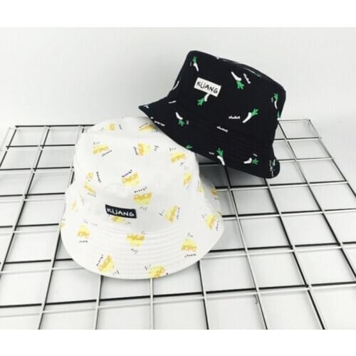 Fashion Casual Printed Hats Unisex Two-Faced Bucket Cap Shade The Sun New 2021 Women Clothing Accessories