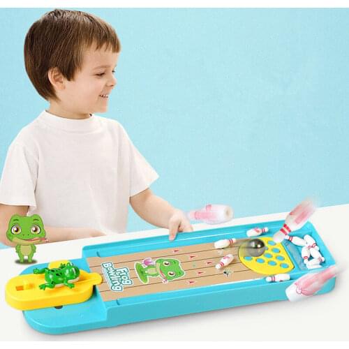 Funny Children Mini Frog Bowling Desktop Interactive Games Educational Toys Table Games With Frog Launch Pad For Baby Kids