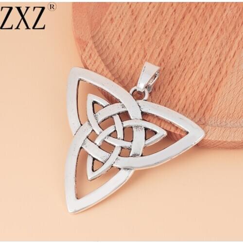 ZXZ 2pcs Tibetan Silver Large Celtics Knot Trinity Triquetra Charms Pendants for Necklace Jewelry Making Findings 68x65mm