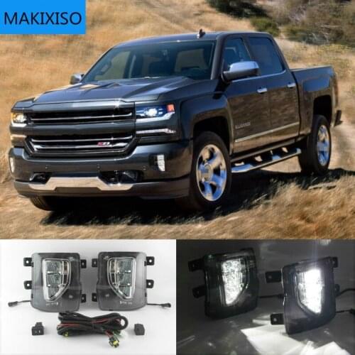 1Pair LED Daytime Running Lights For chevrolet Silverado 1500 2016 2017 2018 DRL Relay Daylight foglamp assembly