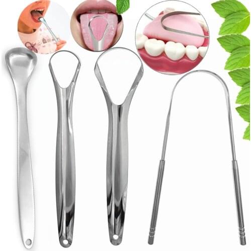 1PC Stainless Steel Tongue Scraper Brush Medical Mouth Cleaning Brushes Improve Oral Hygiene Tongue Cleaner Tools