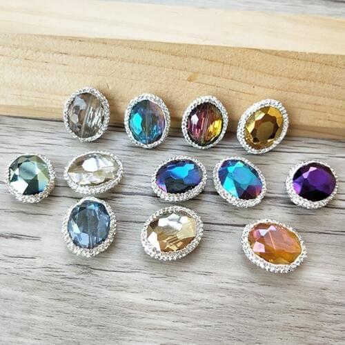 10Pcs multicolour Faceted Crystal Glass Loose Beads,pave rhinestone Spacer Connector Beads Jewelry Finding BD359