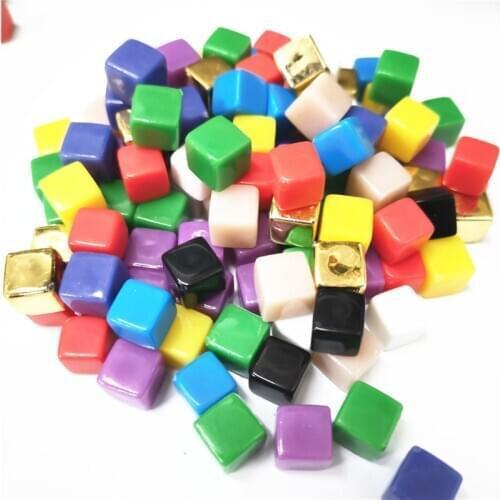 100Pcs/Set Solid Color Gold Black Blank Square Corner Acrylic Dice Chess Piece Right Angle Sieve 8MM Cube For Board Game