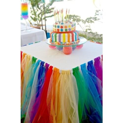 2019 new tutu yarn pattern table skirts for baby boy girl party baby shower tulle tableware for wedding skirting home textile