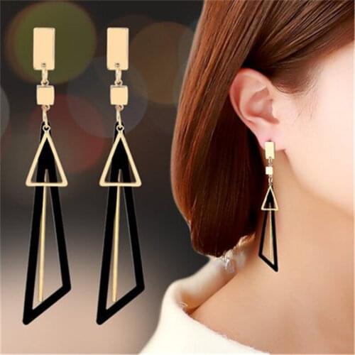 2020 Korea Long Declaration Geometric triangle Tassel pendant Earrings for women Earrings fashion jewelry for women