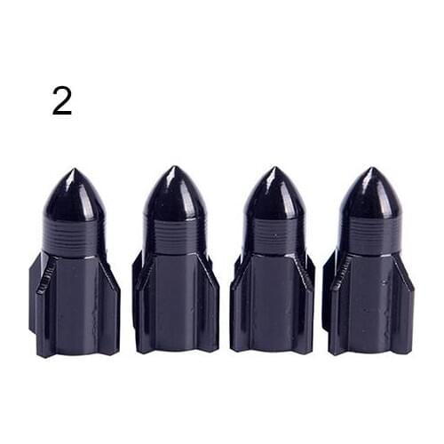 4Pcs Auto Car Bike Aluminum Alloy Rocket Shape Tire Tyre Valve Wheel Stem Cap