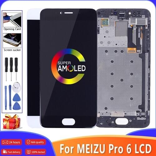 5.2'' AMOLED For Meizu Pro 6 M570M M570C M570Q LCD Screen Display Touch Panel Digitizer With Frame For MEIZU Pro 6 TFT LCD