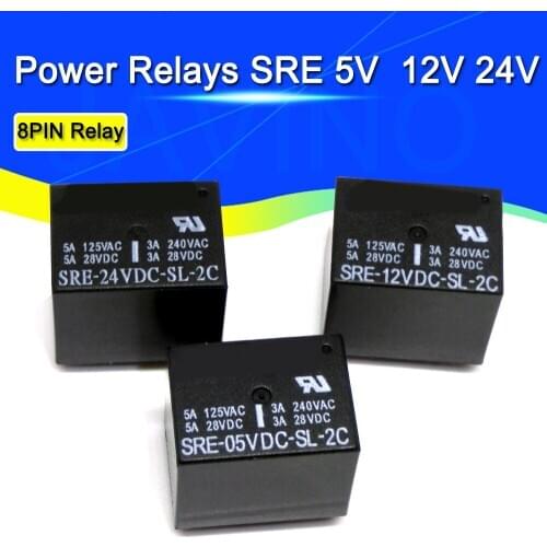 5PCS/Lot Power Relays SRE-05VDC-SL-2C SRE-12VDC-SL-2C SRE-24VDC-SL-2C 5V 12V 24V 3A 240V 8PIN Relay Wholesale Price