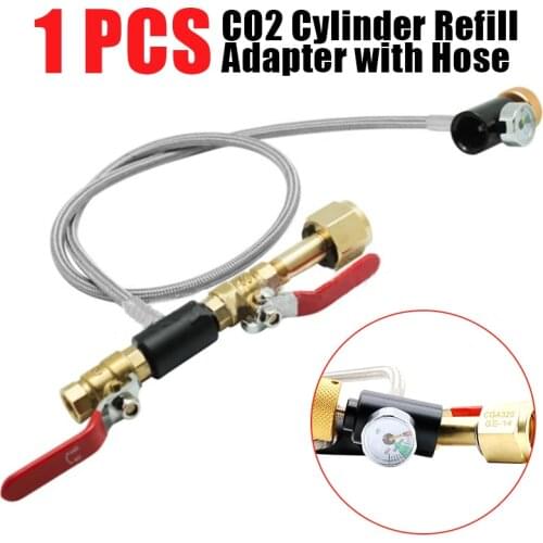 CO2 Cylinder Refill Adapter with High Pressure Hose for Filling Bottle Tank Cylinder Air Filled Adapter Inflation W/Gauge