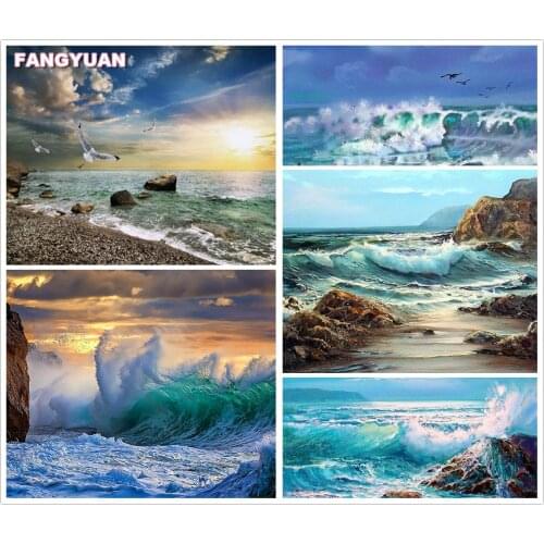 5D Diy Diamond Painting The Great Sea Wave Full Cross Stitch Kits Picture Diamond Embroidery Mosaic Home Decoration Accessories