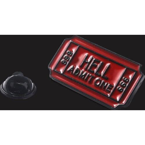 Red Hell Admit One 666 Letter Enamel Backpack Brooches For Women Men Shirt Bag Lapel Pin Creativity Jewelry