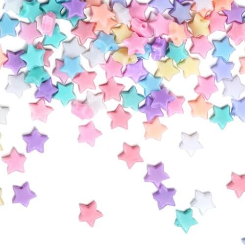 100pcs Multicolor Acrylic Heart Flower Star Shape Charm Loose Beads For DIY Bracelet Necklace Decorations Jewelry Making Finding