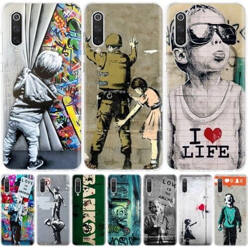 Banksy Graffiti War Peace Phone Case For Xiaomi Mi Note 10 11 9 8 10T 9T CC9 A1 A2 A3 Poco F1 X3 F2 Pro Lite 5X 6X Cover Coque