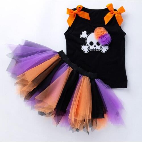 For 1-5 Years Infant Girls Top+Skirt Dress 2 pcs Childrens Clothing Casual Halloween Baby Girls Cute Outfit Sets