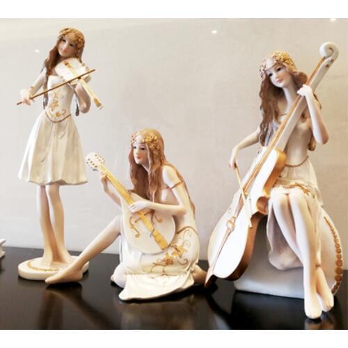 Europe Music Beauty Resin Band Crafts Fairy Garden Decoration Kawaii Figurines And Miniature Ornaments Creative Wedding Gifts