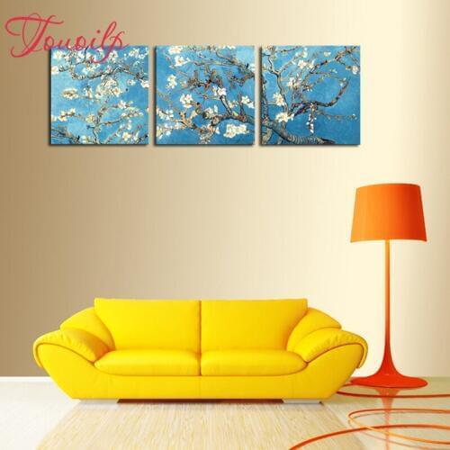 3 pcs Van Gogh plum diamond painting full square&round drill diamond embroidery mosaic modern triptych home decoration painting