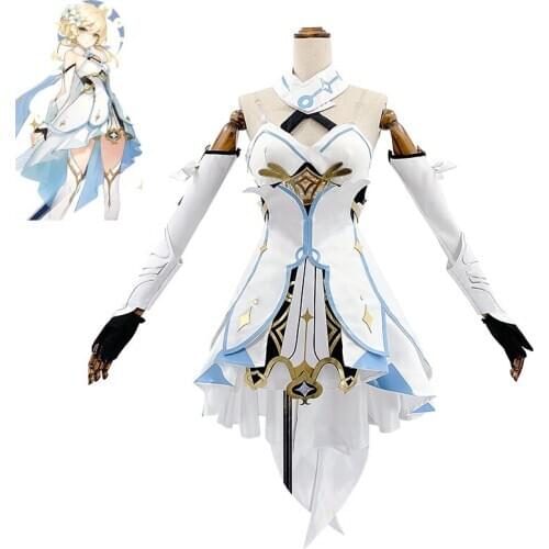 Game Genshin Impact Original Version Traveler Lumine Cosplay Costume Women Fancy Dress Halloween Carnival Uniforms Custom Made