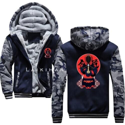 Samurai Japanese Newset Men Coat Jacket Outwear Winter Hoodie Warm Hooded Tracksuits Stylish Fashion Drop Ship 5XL