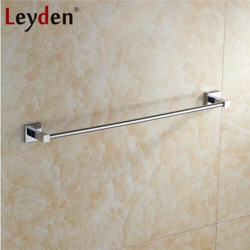 Leyden Brass Towel Bar Single Towel Rail for Bathroom Wall Mounted Modern Rail Chrome Square Towel Holder Bathroom Accessories
