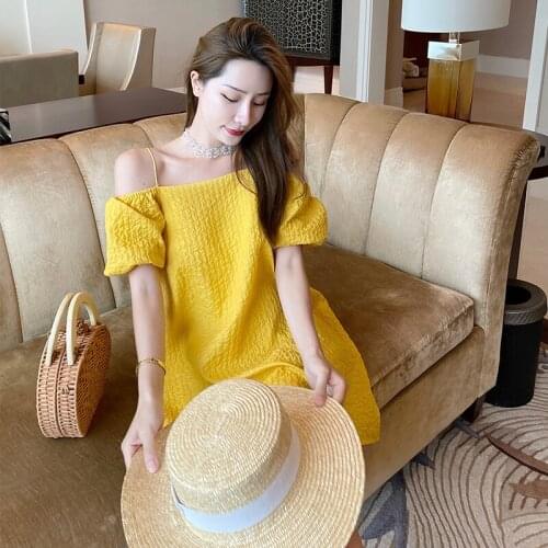 Summer WomenS Sweet style Casual Off shoulder sleeveless Dresses Fashion Spaghetti Strap Dress Vacation dress woman dress