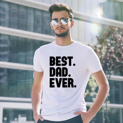 Best Dad Ever Letter Print Mens White T Shirt Vintage Casual Round Neck Tee Funny Clothing Short Sleeve Men Tops Fathers Day