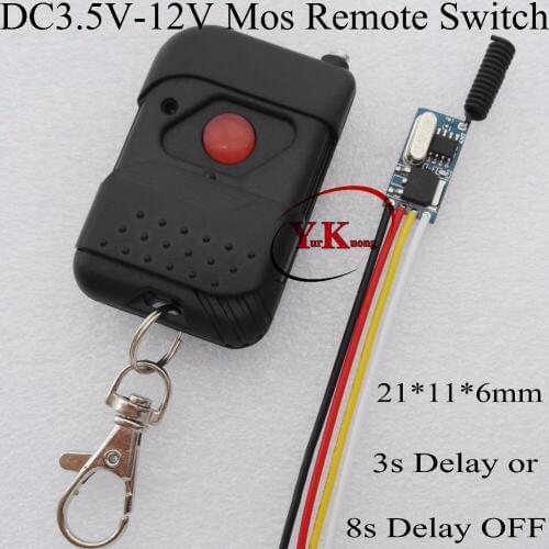 Micro Remote Switch 3v 3.3v 3.6v 3.7v 4.2v 4.5v 5v 6v 7.4v 9v 12v 3s 8s time delay off remote switch Micro Power Wireless Switch