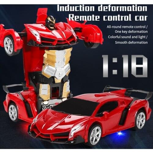 Mini RC Car Transformation Robots Sports Vehicle Model Robots Toys Cool Deformation Car Electric Cars Kids Toys Gifts For Boys