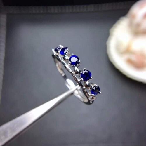 Fine jewelry 925 sterling silver inlaid Natural And Real Sapphire gemstone popular ring fashion Ring