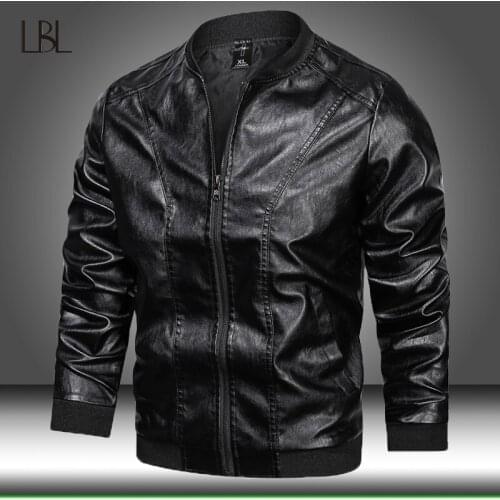 Faux Leather Jacket Motorcycle Mens Autumn PU Jackets Oversized Outwear Male Windproof Coats Mens High Quality Slim Fit Jacket