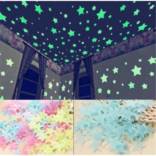 10 pcs 3cm Wall Sticker Cartoon PVC Luminous Patch Neon 3D Stickers Star Wall Paster DIY Home Decoration Accessories