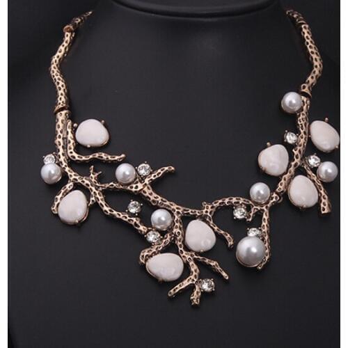 2015 new fashion jewelry bib statement choker ancient ways pearl short clavicle necklace exaggerated new accessories