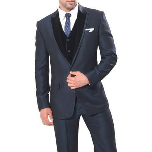 New Arrival Groom Tuxedos Dark Grey Groomsmen Peak Lapel Wedding/Dinner Suits Best Man Bridegroom (Jacket+Pants+Tie+Vest) B603