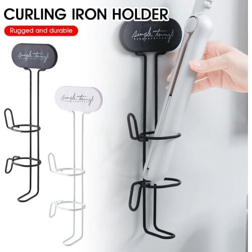 Bathroom Organizer Curling Iron Holder Hair Straightener Curler Rack Wall Mount Adhesive Hanger Metal Rack Hair Dryer Shelf