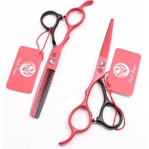 Left Hand 5.5" Purple Dragon Red&Black Thinning / Cutting Scissors Professional Barber Scissors Beauty Tools Hair Scissors Z8001