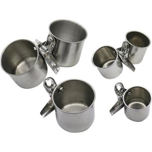 Bird Stainless Steel Feeding Cups Parrot Pigeon Quail Drinking Bowl Sigle Double Cup Birds Poultry Watering Dispenser Drinker