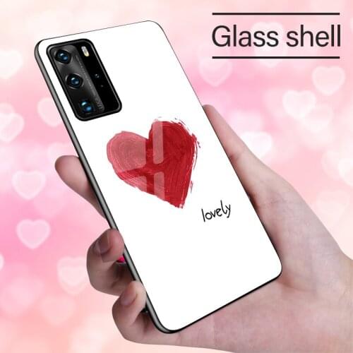 Luxury Cute Glass Phone Case For Huawei P40 P30 P20 Lite Mate 30 20 10 Pro Honor Ultra-thin Silicone Cover