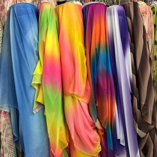 Chiffon 30D fabric thin summer weave flowing ombre soft silky fabric light breathable DIY dress cosplay fabric