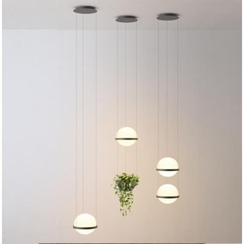 Modern Milk White Glass Ball Pendant Light Plants Pot Suspension Hanging Lamp Dining Room Foyer Bar Lobby decor light Luminaire