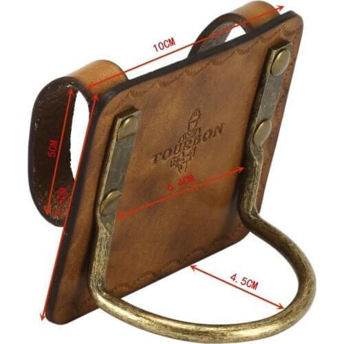 Tourbon Hunting Homemade Genuine Leather Heavy Duty Steel Loop Hammer Holder for Belt Slot Holster