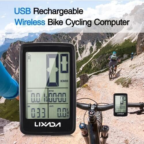 Lixada Wireless Bike Computer with LED Backlight USB Rechargeable Bicycle Speedometer Speed Meter Cycling Odometer Stopwatch