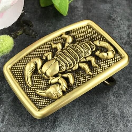 Scorpion Solid Brass Belt Buckles For Men Belt Cowboy Western Buckle For Belt DIY Accessories Leather Craft Buckle Belt BK0011