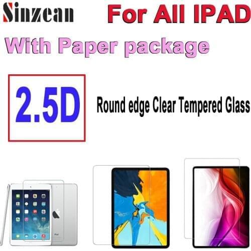 25pcs 2.5D Tempered Glass For ipad pro 11/10.5/10.2/mini 45 Screen Protector For ipad air 2/3 Screen Protector in paper package