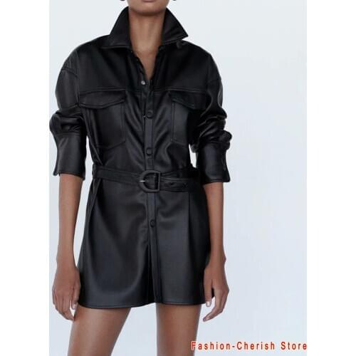 Motorcycle Women Leather Shirt Street Jacket Metal Single Buttons Soft Pu Shirt New Autumn Winter Casual Long Sleeve Tops Blouse