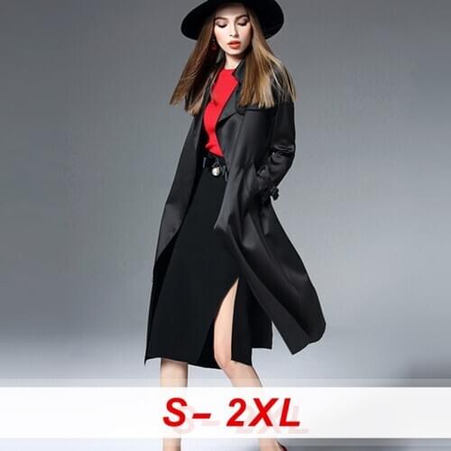 Loose Long Windbreaker with Belt Solid Color Outerwear Women Plus Size High-end Trench Coat 2021 Spring Fashion Elegant Coats