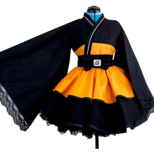 Anime Naruto: Shippuden Uzumaki Naruto Cosplay Costume Sex Reversion Kimono Lolita Dress Girls Women Female Japan Style Dresses